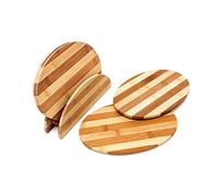 Relaxdays Taglieri in Bambù, Set per la Cucina con 4 Vassoi, Naturale | Tavolette per Formaggi e Salumi, 0,5 x 25 x 18 cm