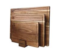 Relaxdays Taglieri, Set 3 con canaletta, Supporto, Acacia, antiscivoli, Marrone, di