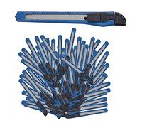 Relaxdays Taglierini in Set da 100, a Scatto, Lama da Spezzare Larga 9 mm, per Cartone, da Bricolage, Blu, Acciaio Inox