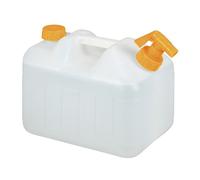 Relaxdays Tanica con Rubinetto, 10 Litri, Plastica Senza BPA, Coperchio, Manico, Bottiglia Viaggio, Bianco Arancione