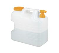 Relaxdays Tanica con Rubinetto, 20 Litri, Plastica Senza BPA, Coperchio, Manico, Bottiglia Viaggio, Bianco Arancione