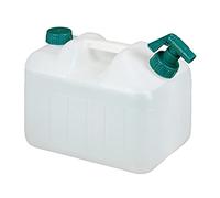 Relaxdays Tanica con Rubinetto, 10 Litri, Plastica Senza BPA, Coperchio e Manico, Bottiglia da Viaggio, Bianco Verde