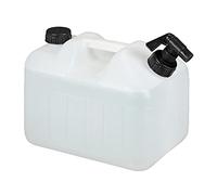 Relaxdays Tanica con Rubinetto, 10 Litri, Plastica Senza BPA, Coperchio, Manico, Bottiglia Viaggio Camping, Bianco Nero
