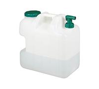 Relaxdays Tanica con Rubinetto, 25 Litri, Plastica Senza BPA, Coperchio e Manico, Bottiglia da Viaggio, Bianco Verde