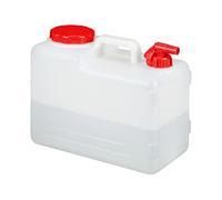 relaxdays Tanica con Rubinetto, Coperchio a Vite del Contenitore, per Acqua Potabile, 15 L, senza BPA, rosso/bianco