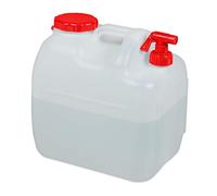 relaxdays Tanica con Rubinetto, Coperchio a Vite del Contenitore, per Acqua Potabile, 23 L, senza BPA, rosso/bianco