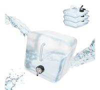 Relaxdays Tanica da Campeggio Pieghevole, in Set da 4, con Rubinetto, Plastica Senza BPA, 10 Litri, Trasparente Nero