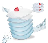 Relaxdays Tanica da Campeggio Pieghevole, in Set da 4, Recipienti con Rubinetto, Senza BPA, 10 L, Trasparente Rosso, 10 Litri