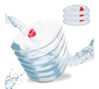 Relaxdays Tanica da Campeggio Pieghevole, in Set da 4, Recipienti con Rubinetto, Senza BPA, 15 L, Trasparente Rosso