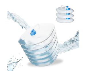 Relaxdays Tanica Pieghevole,Set 4 Contenitori con Rubinetto,Coperchio, Manico,BPA-Free, 15 Litri, Trasparente Blu, 8 x 27 x 30 cm