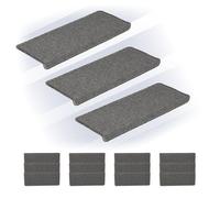 Relaxdays Tappetini Antiscivolo Scale Interne, Set 15 Tappeti Adesivi Gradini, 65x24 cm, Strisce Coprigradini, Grigio, Plastica