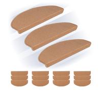 Relaxdays Tappetini Antiscivolo Scale Interne, Set 15 Tappeti Adesivi per Gradini, 65x24 cm, Strisce Coprigradini, Beige, Plastica
