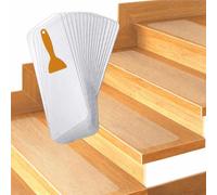 Relaxdays Tappetini per gradini, set 15 pz., L x P: 15 x 60 cm, trasparenti | antiscivolo trasparente per scale interne, set da 15 tappetini
