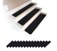Relaxdays Tappetini rettangolari autoadesivi per gradini, 75x20 cm, Nero