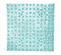 Relaxdays Tappetino Antiscivolo per la Doccia, Effetto Pietre, con Ventose, Lavabile, Quadrato LP 53x53 cm, Turchese