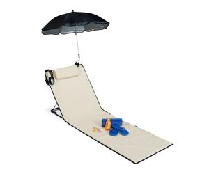 Relaxdays Tappetino da spiaggia con ombrello