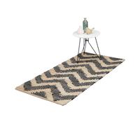 Relaxdays Tappetino di Cotone e Iuta, 70x140cm, Tappeto Antiscivolo a Zig-Zag, Salotto, Corridoio e Camera, Beige Nero