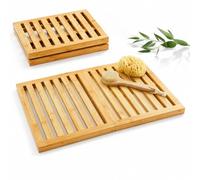 Relaxdays Tappetino, naturale | bambù, 59,5x39 cm, antiscivolo, pieghevole, interno, esterno, vasca, doccia, sauna, pedana
