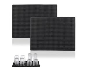 Relaxdays Tappetino Scolapiatti, Set 2, Tappeto per Lavello Cucina, Bar Mat 40x30 cm, Cola Piatti e Bicchieri, PVC, Nero