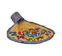 Relaxdays Tappeto Bambini Portagiochi, Borsa Porta Giochi, Sacco Portagiocattoli & Tappetino Cameretta, Arancione/Grigio, Poliestere, 30 x 32 x 32 cm