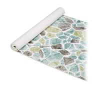 Relaxdays Tappeto da Cucina, Runner Passatoia, PVC Antiscivolo, Tappetino da Tagliare, Bagno & Piscina,65x150,Blu/Bianco