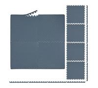 Relaxdays Tappeto da Palestra, per Bambini, Puzzle in 8 Parti, 60x60 cm, con Bordi, Fonoassorbente, Gomma EVA, Grigio