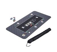 Relaxdays Tappeto da Poker 180x90cm, Tappetino Carte da Gioco Texas Holdem, Panno Rettangolare Poliestere,Antracite Nero