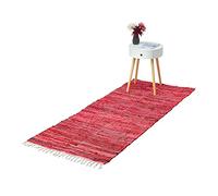 Relaxdays Tappeto Etnico, Cotone Intrecciato, 80x200 cm, Passatoia Antiscivolo, Guida con Frange, a Mano, Colori Caldi