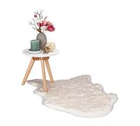 Relaxdays Tappeto Finta Pelliccia, Elegante Tappetino in Eco finta pelle, Salotto & Camera, 60x90cm bianco/rosè