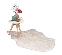 Relaxdays Tappeto Finta Pelliccia, Elegante Tappetino in Eco finta pelle, Salotto & Camera,70x120 cm bianco/rosè