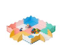 Relaxdays Tappeto Gioco Bambini, Puzzle 34 Tasselli con Bordi Rialzati, Tappetino per Gattonare, Tappetone, Colorato, Gommapiuma, 0,7 m²