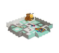 Relaxdays Tappeto Gioco Bambini, Puzzle 4x4 Tasselli con Animali, Tappetino per Gattonare, Tappetone con Bordi, Colorato, Gommapiuma, 1,3 m²