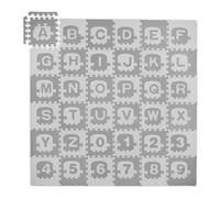 Relaxdays Tappeto Gioco Bambini, Puzzle 71 Parti Lettere ABC e Numeri, Tappetino Gattonare 179,5x179,5 cm, Bianco Grigio, Gommapiuma