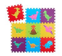 Relaxdays Tappeto Gioco Bambini, Puzzle 9 Parti con Dinosauri, Tappetino per Gattonare per Neonati, Senza BPA, Colorato, Gommapiuma, 86x86 cm