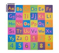 Relaxdays Tappeto Gioco Bambini, Puzzle 90 Parti Lettere ABC e Numeri, Tappetino Gattonare LxP: 180,5x180,5 cm, Colorato, Gommapiuma