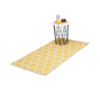 Relaxdays Tappeto in Cotone, 70 x 140 cm, Passatoia Antiscivolo per Corridoio e Cucina, Motivo a Rombi, Beige Giallo, 1 pz