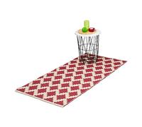 Relaxdays Tappeto in Cotone, 70 x 140 cm, Passatoia Antiscivolo per Corridoio e Cucina, Motivo a Rombi, Beige Rosso, H x L x P: 0,5 x 70 x 140 cm