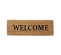 Relaxdays Zerbino Ingresso Casa, in Cocco, Welcome, Base in PVC, HLP: 1,5 x 75 x 25 cm, Stretto, Benvenuto, Naturale, 75 x 25 cm