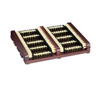 Relaxdays Pulisci Scarpe Ingresso con Spazzole Pulizia Sneaker e Suola Stivali, Tappetino con Setole Dure, Marrone Beige, Legno, 5,5 x 36 x 26 cm