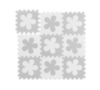 Relaxdays Cuore Tappeto Puzzle a Fiori, 9 Tasselli, a Incastro, Area 91,5x91,5 cm, Gommapiuma EVA Atossico, Bianco Grigio, Colore, 1 x 91.5 x 91.5 cm, 10037471_685