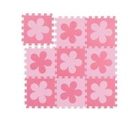 Relaxdays Cuore Tappeto Puzzle a Fiori, 9 Tasselli, Parti a Incastro, Area 91,5x91,5 cm, Gommapiuma EVA Atossico, Rosa Pink, Colore, 1 x 91.5 x 91.5 cm, 10037471_1359