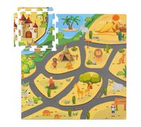 Tappeto Puzzle Tema Safari 21 Tasselli Tappetone Gioco Gattonare Gommapiuma PEVA