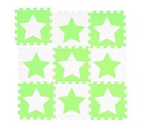 Relaxdays Tappeto Puzzle con Stelle, 9 Tasselli, 18 Parti, Gommapiuma EVA Atossico Area da Gioco 91x91 cm, Bianco-Verde, Colore, 10031428_252