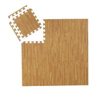 Relaxdays Tappeto da Fitness a Puzzle, 9 Tasselli per Sport, in Gommapiuma EVA, BPA-Free, in Effetto Legno, Naturale