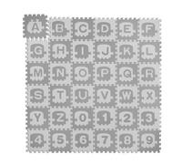 Relaxdays Tappeto Gioco Bambini, Puzzle 71 Parti Lettere ABC e Numeri, Tappetino Gattonare 179,5x179,5 cm, Bianco Grigio, Gommapiuma