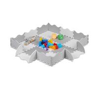 Relaxdays Tappeto Puzzle in 25 Parti, in Gommapiuma Eva, Atossico, 3 x 3 m, con Bordo Rialzato, Antiurto, Grigio/Bianco, Set di 25