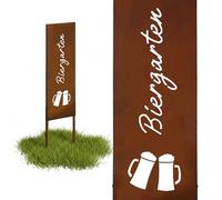 Relaxdays Targa da Giardino in Ferro Effetto ruggine HB 85 x 28 cm, Resistente, Rustico, da infilare, Marrone
