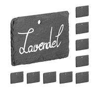 Relaxdays Targhette per Piante, Set 10 Lavagnette per Erbe Aromatiche, Giardino e Orto, Cartellini in Ardesia, Antracite, 7 x 10 x 0,5 cm