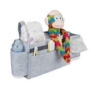 Relaxdays Tasca Portaoggetti da Letto, 8 Scomparti per Accessori Bambini & Anziani, Organizer da Appendere,Grigio Chiaro, Feltro, 1 pz