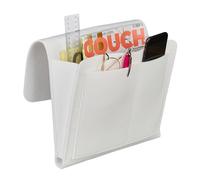 Relaxdays Tasca Portaoggetti da Letto, 5 Scomparti da Appendere, Portatelecomandi Divano, Organizer in Feltro, Bianco